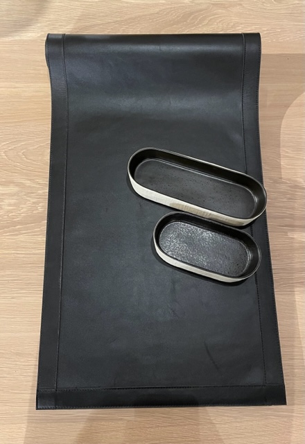 Tischläufer Echtleder schwarz 140 x 40 cm