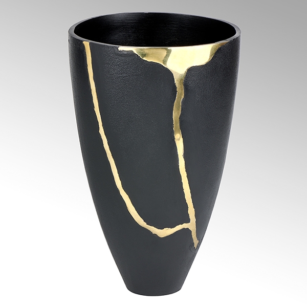 Kuori Gefäß Aluminium anthrazit/gold 35 x 22 cm