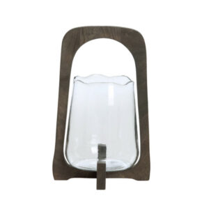 Windlicht SONYA Glas klar & Holz - Image 1