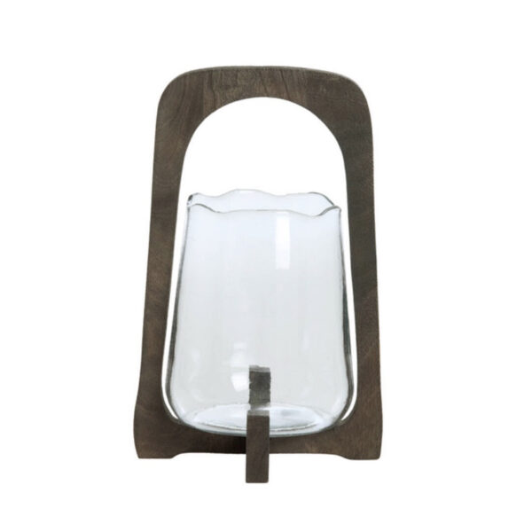 Windlicht SONYA Glas klar & Holz