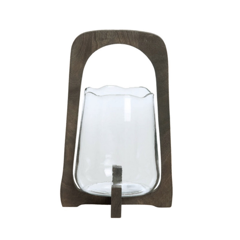 Windlicht SONYA Glas klar & Holz - Image 1