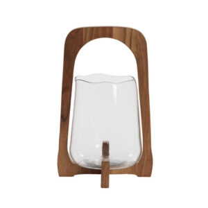 Windlicht SONYA Glas klar & Holz - Image 1