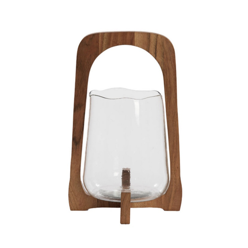 Windlicht SONYA Glas klar & Holz - Image 1