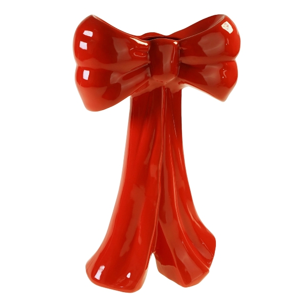 Vase Schleife rot Steingut 15 x 8 x 19 cm