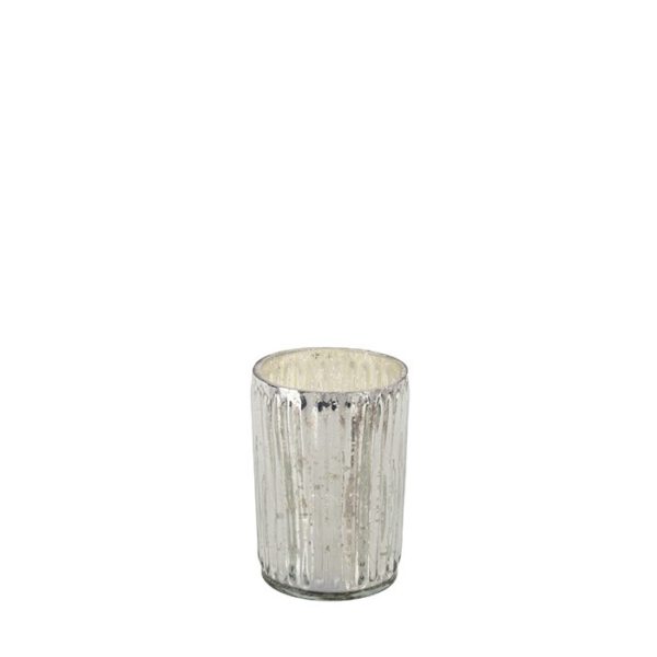 Windlicht Glas silber-antik 6 x9 cm