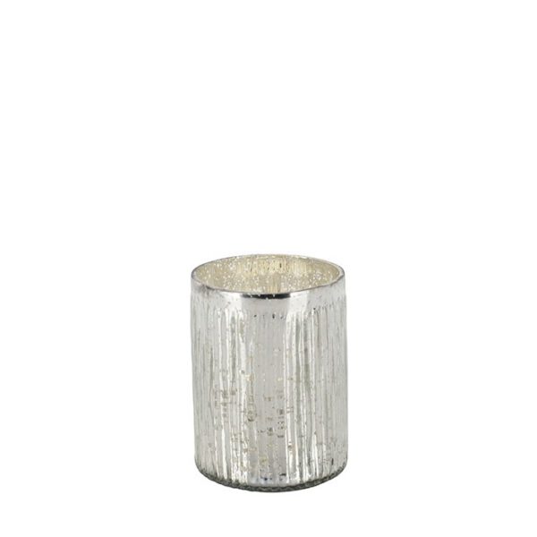 Windlicht Glas silber-antik 7 x 10 cm