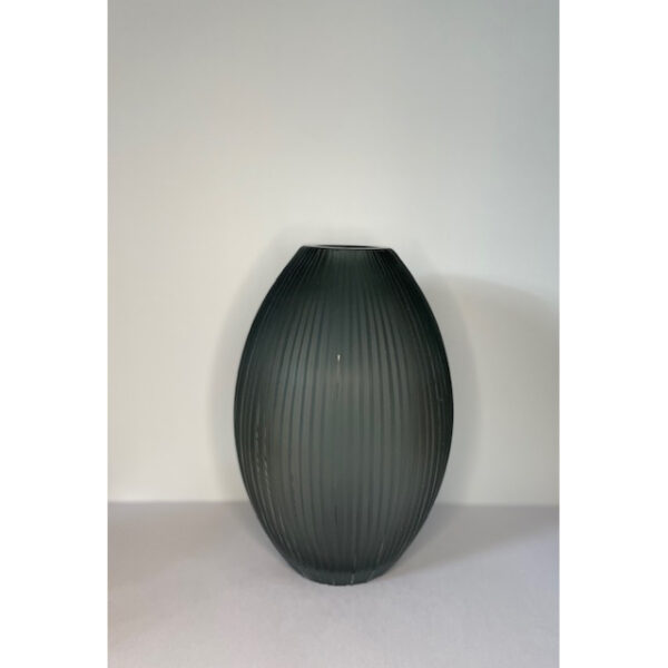 Vase Glas gerillt grau 16 x 23,5 cm