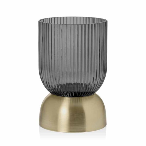 Windlicht Glas grau/gold 19 cm