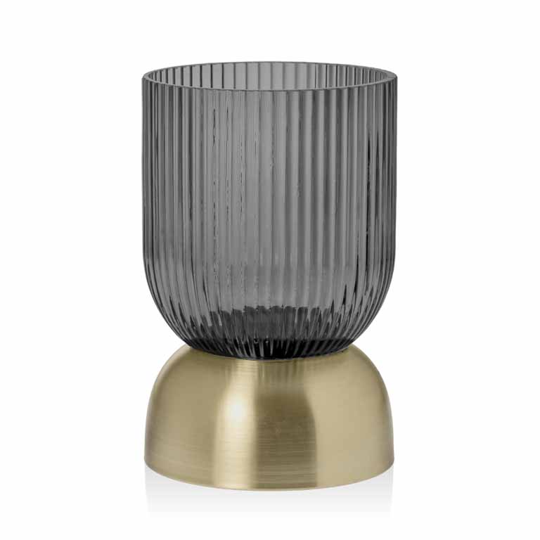 Windlicht Glas grau/gold 19 cm - Image 1